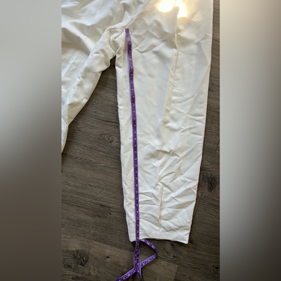 ASOS EDITION pleat front wide leg wedding pant in ivory - Picture 7 of 8